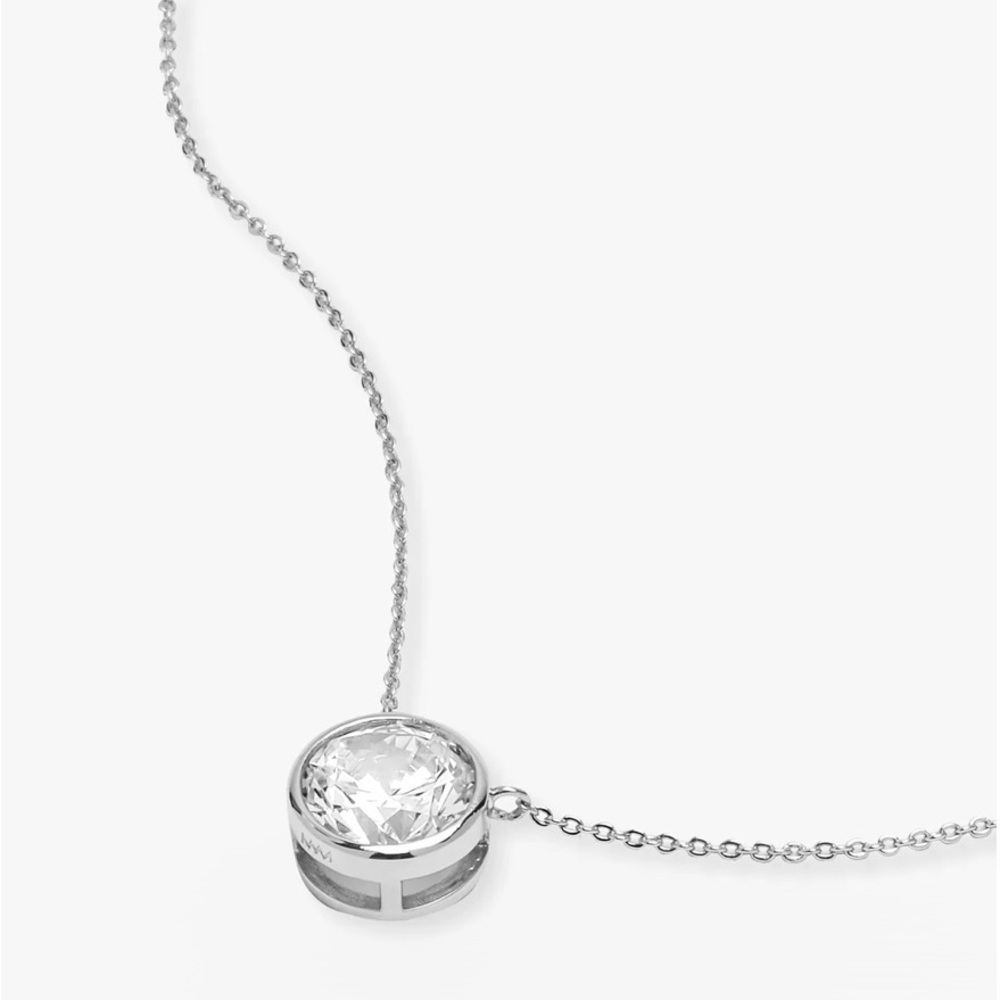Melinda Maria Elegant Silver Necklace with Clear Gemstone - Picture 2 of 5
